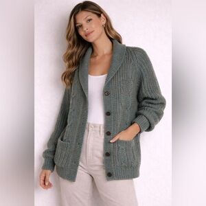 Vintage ERIGAL Pure New Wool Chunky Knit Cardigan – OS